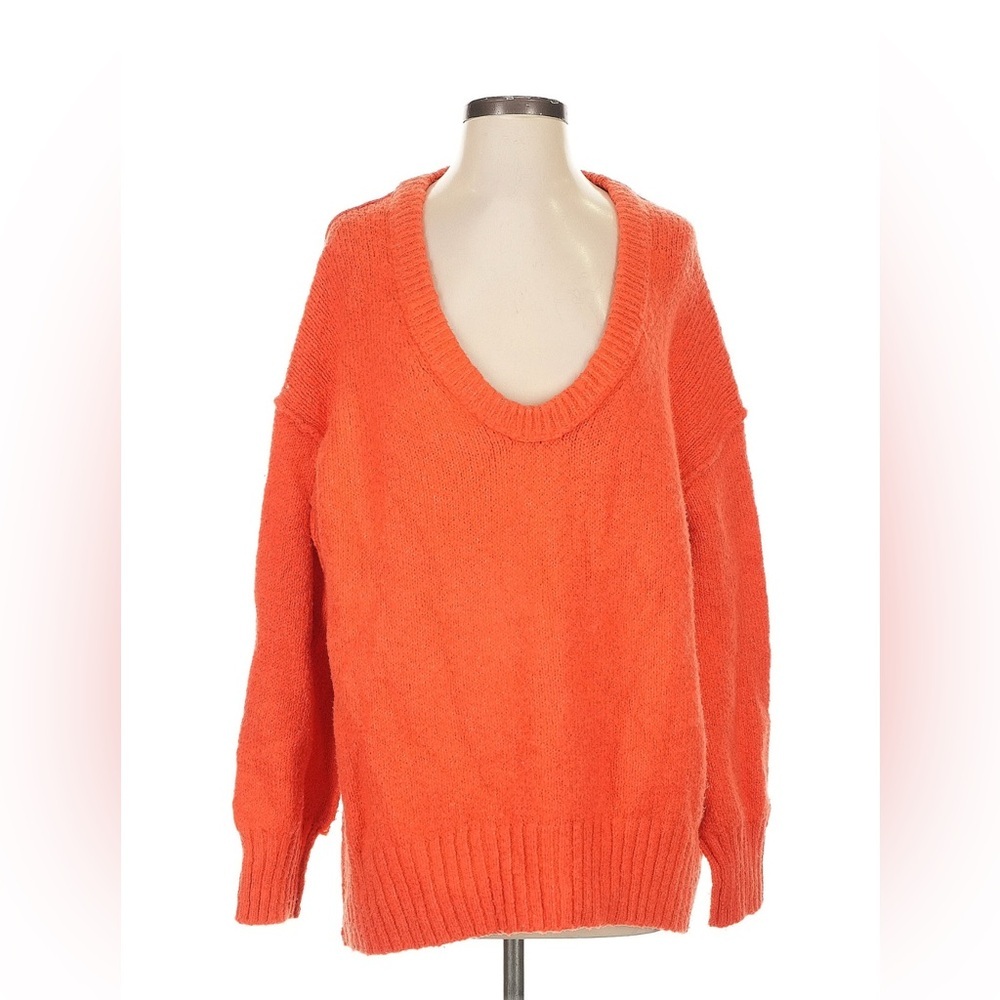 Free People oversized V Neck Sweater Orange